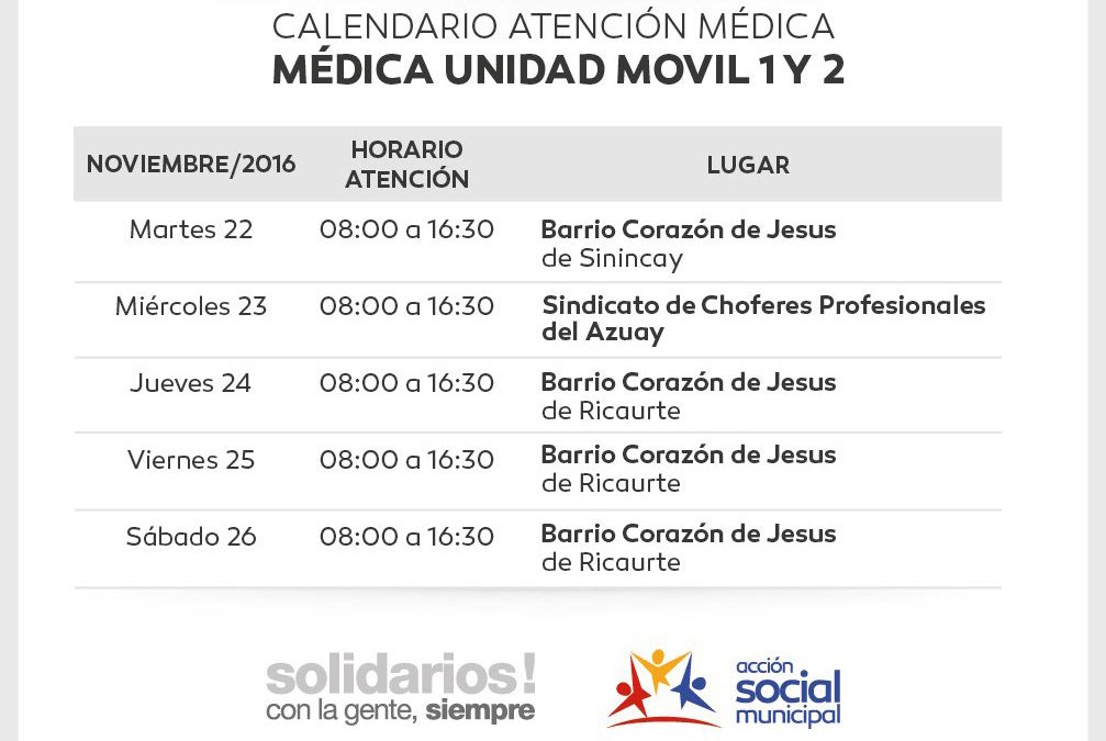 cronograma de la semana